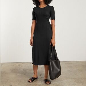 NWT Everlane Open Back Ribbed Dress Black XS‎ Sustainable